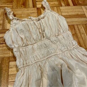 Cream Sparkly Ruffle Dress